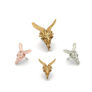 14K Solid Yellow, Rose, White Gold Demon Piercing, Body Jewelry, 25g Threadless pin, 14g or 16g Threaded pins