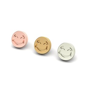 14K Solid Yellow, Rose, White Gold Emoji Piercing, Body Jewelry, 25g Threadless pin, 14g or 16g Threaded pins