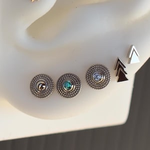 14K Solid Yellow, Rose, White Gold Sunset Piercing, Body Jewelry, 25g Threadless pin, 14g or 16g Threaded pin