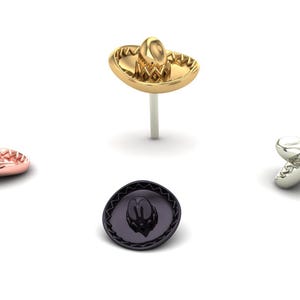 14K Solid Yellow, Rose, White Gold Sombrero Piercing, Body Jewelry, 25g Threadless pin, 14g or 16g Threaded pins