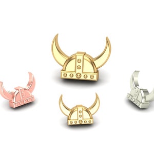 14K Solid Yellow, Rose, White Gold Viking Hat Piercing, Body Jewelry, 25g Threadless pin, 14g or 16g Threaded pins