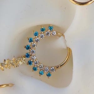 14K Solid Yellow, Rose, White Gold Amelia 16G with CZ Clicker, Body Jewelry