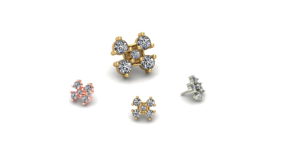 14K Solid Yellow Rose White Gold Ivy With Center White CZ Etsy