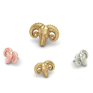 14K Solid Yellow, Rose, White Gold Bighorn Piercing, Body Jewelry, 25g Threadless pin, 14g or 16g Threaded pins
