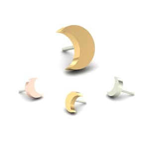 14K Solid Yellow, Rose, White Gold Half Moon Piercing, Body Jewelry, 25g Threadless pin, 14g or 16g Threaded pins