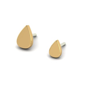 14K Solid Yellow, Rose, White Gold Drop Piercing, Body Jewelry, 25g Threadless pin, 14g or 16g Threaded pins