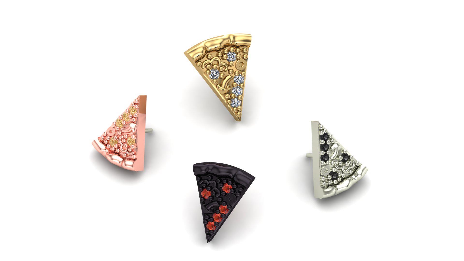 14K Solid Gold Pizza Slice Piercing Jewelry – Threadless