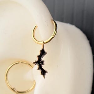 14K Solid Yellow, Rose, White Gold Bat Charm Piercing, Body Jewelry