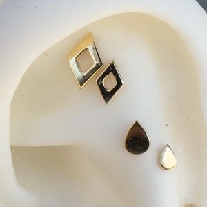 14K Solid Yellow, Rose, White Gold Mascle Piercing, Body Jewelry, 25g Threadless pin, 14g or 16g Threaded pins