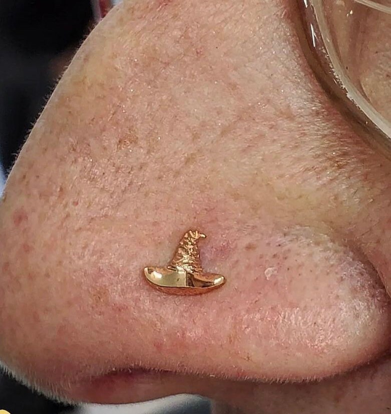 14K Solid Yellow Rose White Gold Magical Hat Piercing Body