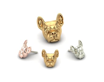 Piercing para perro en oro macizo de 14 quilates: con y sin rosca para hélix, caracola y trago.