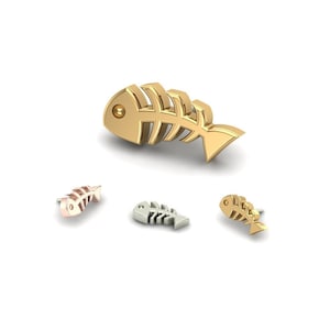 14K Solid Yellow, Rose, White Gold Fishbone Piercing, Body Jewelry, 25g Threadless pin, 14g or 16g Threaded pins