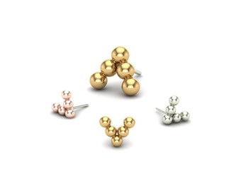 Perforación corporal con bolas de careta en oro macizo de 14 quilates: con y sin rosca, 14 g, 16 g y 25 g.