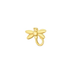 14K Solid Yellow, Rose, White Gold Dragonfly Piercing, Body Jewelry, 25g Threadless pin, 14g or 16g Threaded pins