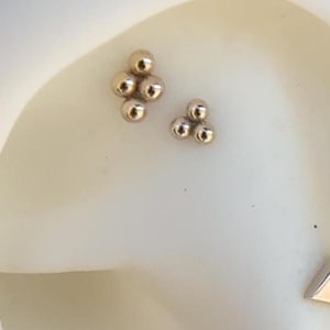 14K Solid Yellow, Rose, White Gold 3 Beads Piercing, Body Jewelry, 25g Threadless pin, 14g or 16g Threaded pins