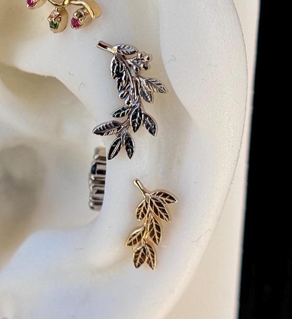 14K Solid Gold Blossom Piercing Jewelry 25g Threadless 14g  display picture 1