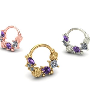 14K Gelb, Rose, Weißgold Carla 16G mit Half CZ Clicker, Körperschmuck