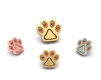 Piercing de circonita cúbica con forma de pata en oro macizo de 14 quilates: 25 g sin rosca, 14 g, 16 g con rosca para nariz