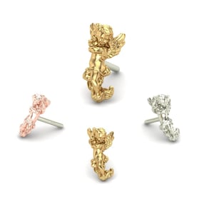 14K Solid Yellow, Rose, White Gold Angel Piercing, Body Jewelry, 25g Threadless pin, 14g or 16g Threaded pins