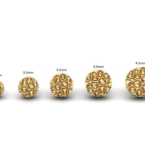 14K Solid Yellow, Rose, White Gold Hammered Disc Piercing, Body Jewelry, 25g Threadless pin, 14g or 16g Threaded