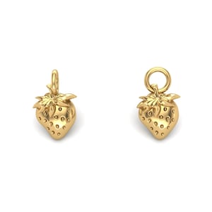 14K Solid Yellow, Rose, White Gold Strawberry Charm Piercing, Body Jewelry