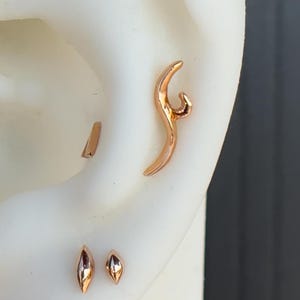 14K Solid Yellow, Rose, White Gold Mia Piercing, Body Jewelry, 25g Threadless pin, 14g or 16g Threaded pins