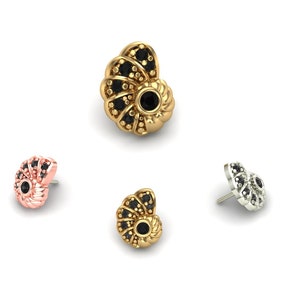 14K Solid Yellow, Rose, White Gold Shark Eye Piercing with CZ, Body Jewelry, 25g Threadless pin, 14g or 16g Threaded pins