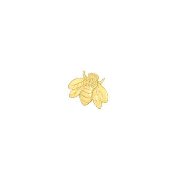 14K Solid Yellow, Rose, White Gold Bee Piercing, Body Jewelry, 25g Threadless pin, 14g or 16g Threaded pins