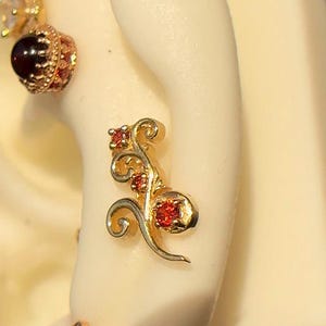 14K Solid Yellow, Rose, White Gold Ophelia with CZ Piercing, Body Jewelry, 25g Threadless pin, 14g or 16g Threaded pin