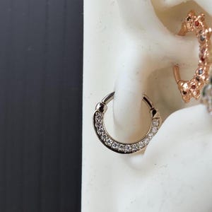 14K Solid Yellow, Rose, White Gold Sarah 16G with CZ Clicker, Body Jewelry