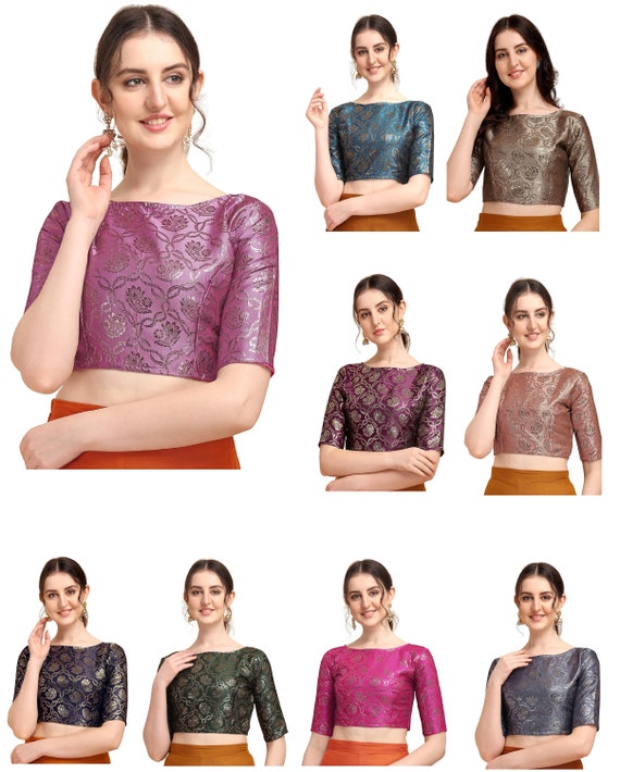 Women Art Silk Half Sleeve Saree Blouse Traditional Sari Choli