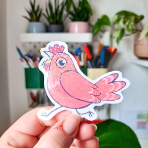 Stomping chicken | resistant sticker | sticker for laptop | vinyl sticker | Stickers déco | cute | waterproof | Holographic