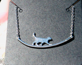 Sterling Silber Katze Anhänger Halskette, Kitty Schlüsselbein Kette
