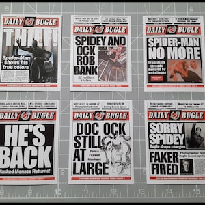 Printable 1/6 Scale Daily Bugle Newspaper Covers Set 2 For 12 Inch Spiderman Action Figures Download