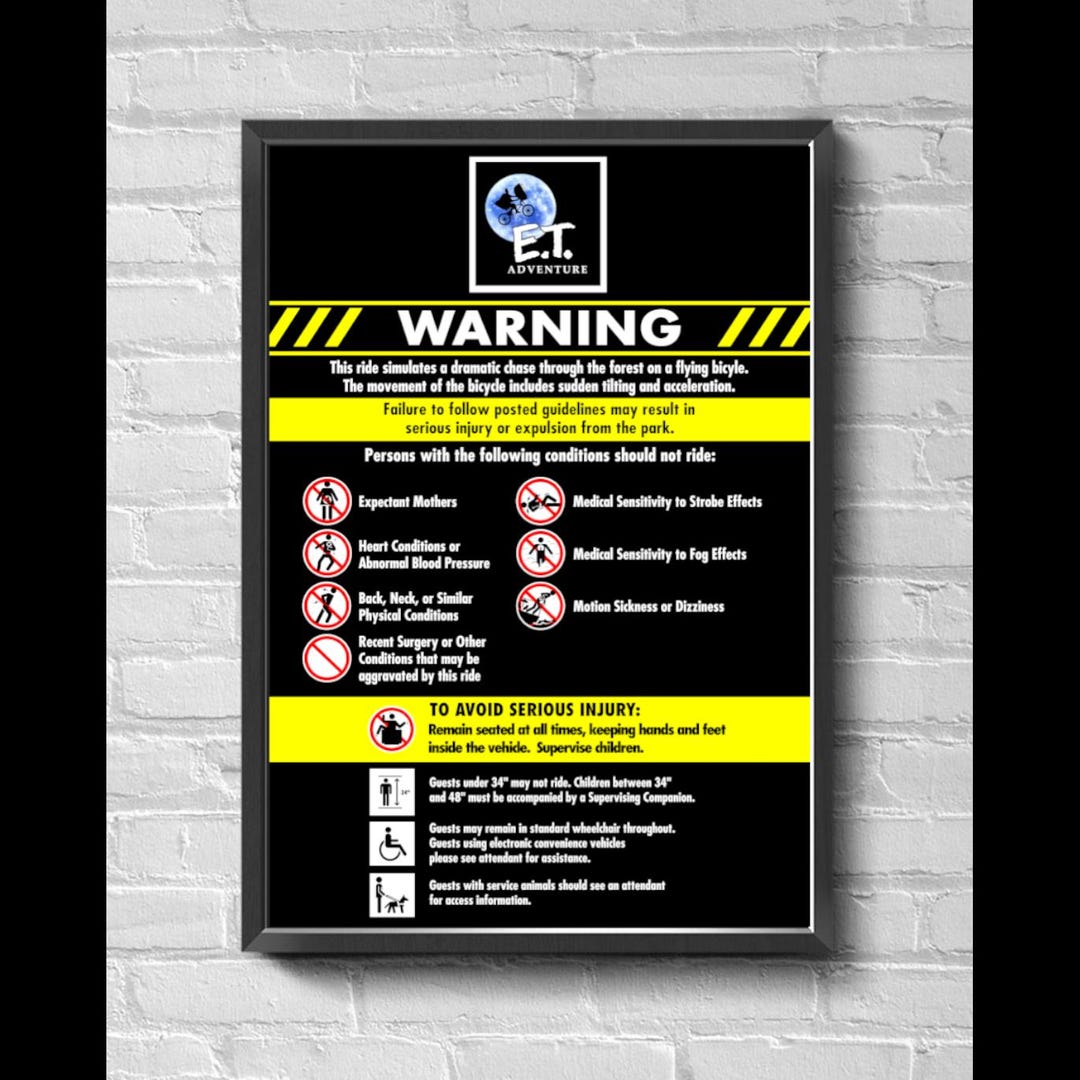 Universal Studios Florida Warning Theme Park Sign 13 X 19  display picture 2