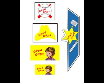 Afdrukbare Play Pal Toys Good Guys Sticker Prop Replica Set uit Chucky Movie Child's Play 1988 Download