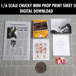 DIY NECA Cult Classics Mini 1/6 Scale Child&#39;s Play 2 3 Chucky Doll Prop Miniature Accessory Set Digital Download Only