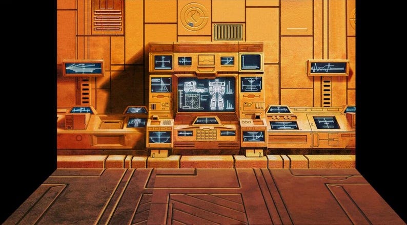 New Hasbro Takara Vintage G1 Transformers G1 Masterpiece Teletraan 1 Ark Autobot Dinobot Diorama Backdrop- No Figures Included image 4
