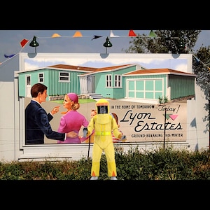 NECA 7&quot; BTTF Trilogy Back to the Future Tales From Space Marty McFly Action Figure Diorama Backdrop- Lyon Estates- No Figures Included