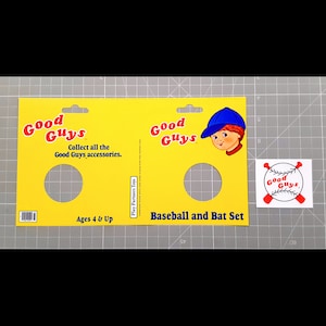 New 1988 Child&#39;s Play 2 Movie Chucky Doll Prop Replica Print- Good Guys Baseball Set Play Pals Toys Packaging- No Baseball or Bat Included