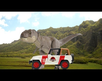 Jurassic Park World Legacy Mattel T-Rex Dinosaur Jeep Figure Diorama Backdrop #2- No figures Included