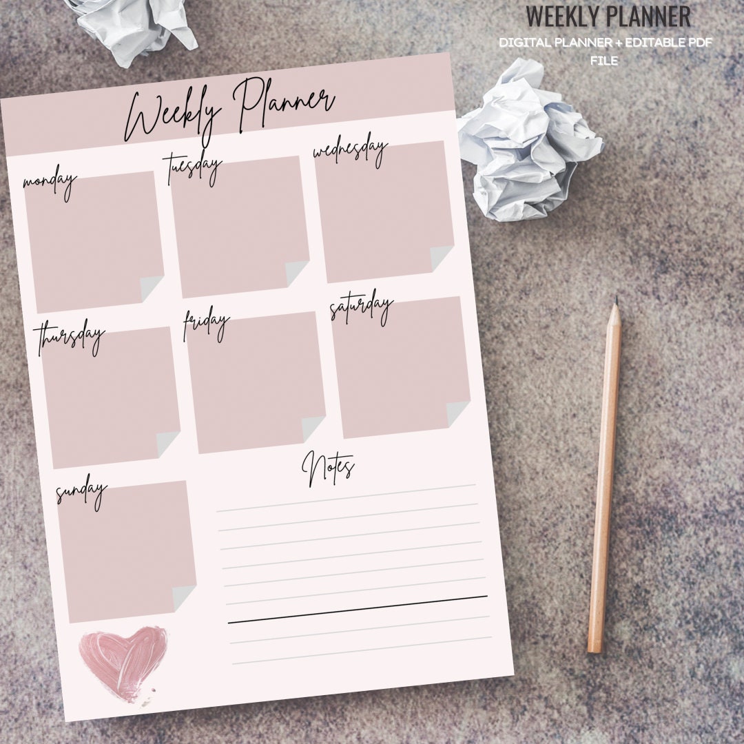 Weekly Planner Digital Weekly Plan Planner PDF Planner for Etsy