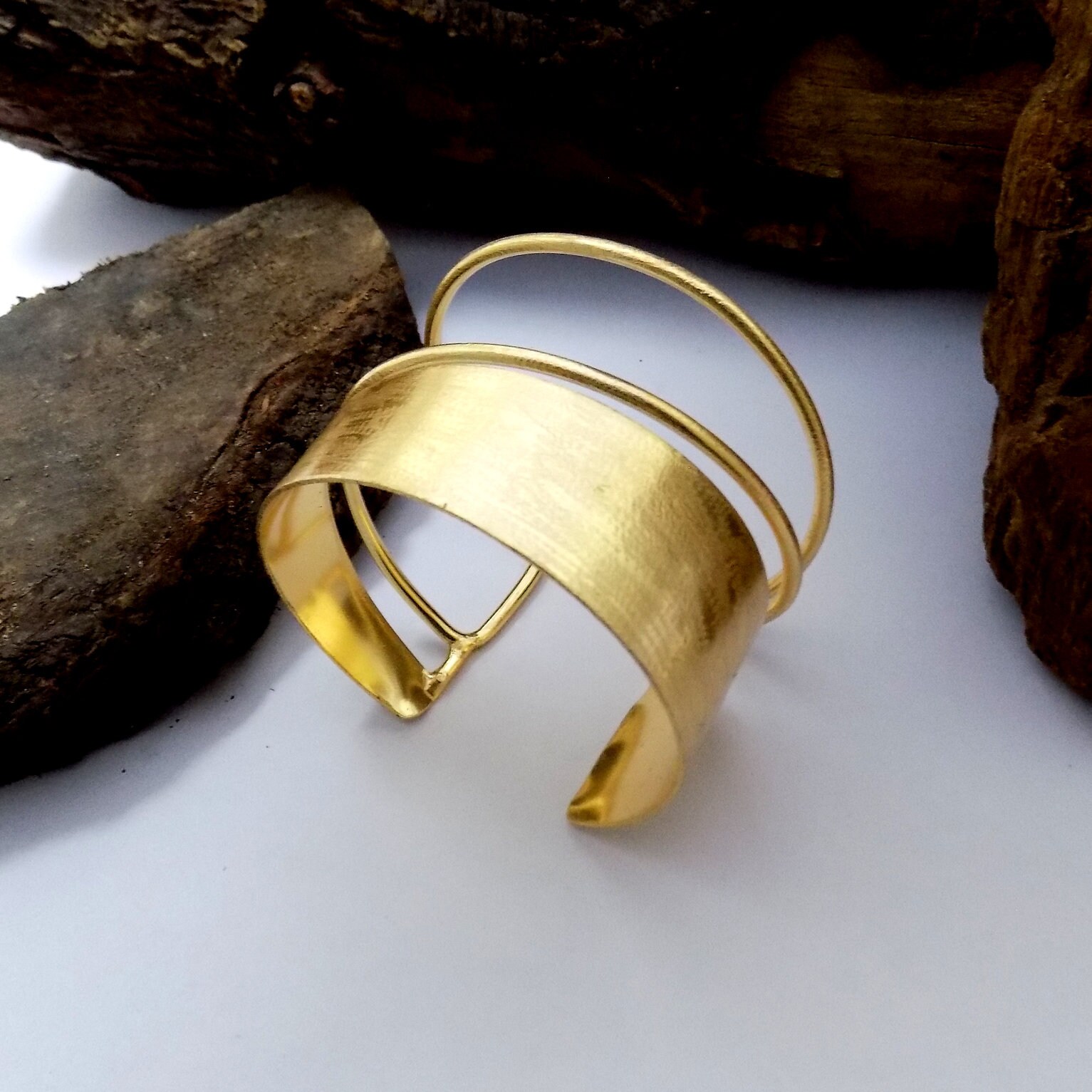 Gold Plated Handmade Wrist Cuff Banglegeomatrical Designed Etsy UK