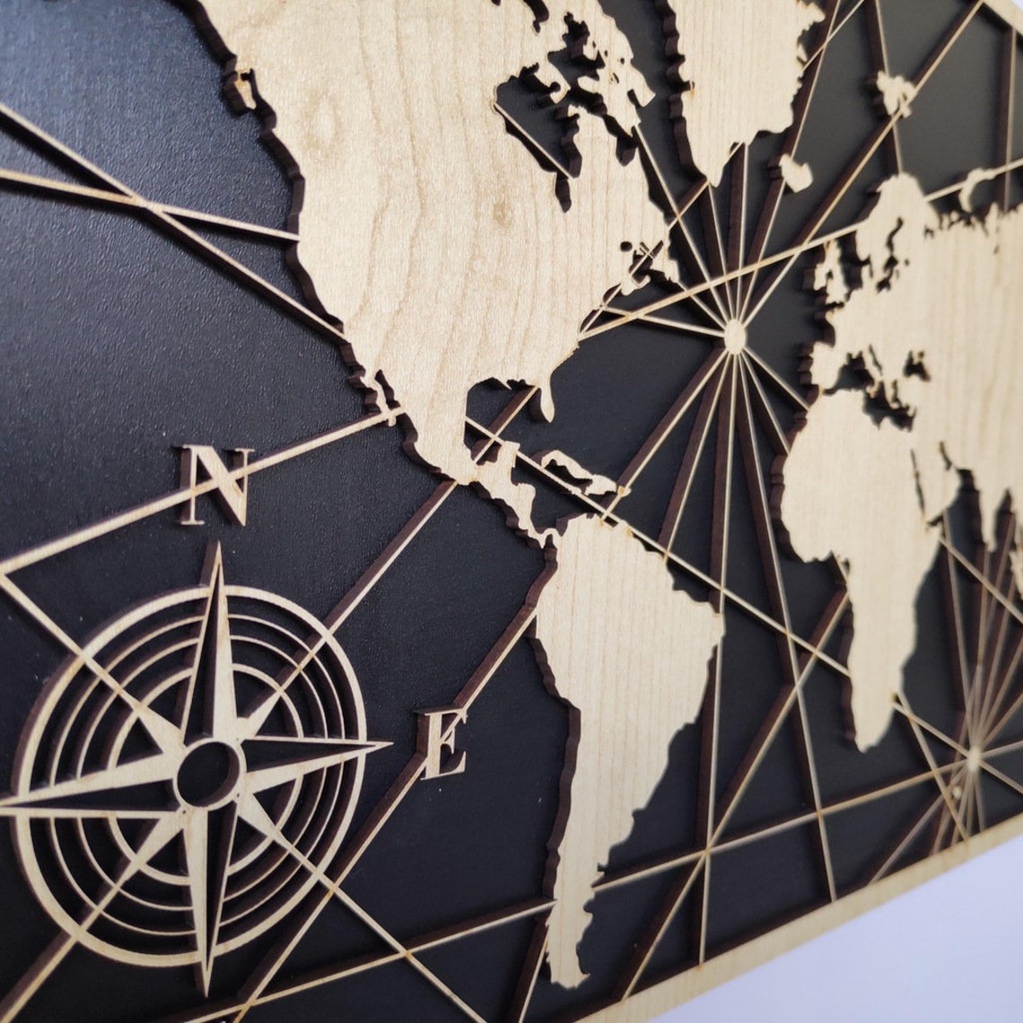 Wall art world map wall decor | Etsy