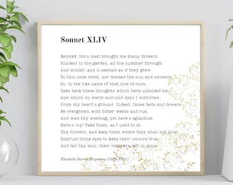 Sonnet XLIV by Elizabeth Barrett Browning Wall Art Print | Poetry Print | Literary Home Decor | Instant Download | Printable Wall Art
