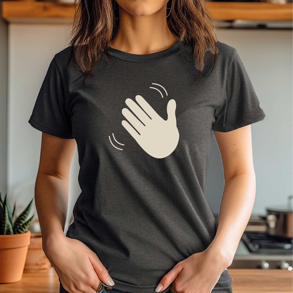 Hi-Hand Wave t-shirt: Elevate Your Style with a Waving Hand Design – Blend Comfort and Friendly Greetings in Unique Fashion.