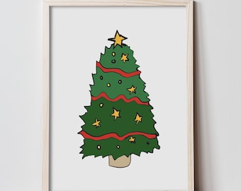 Christmas Tree Art Print - Printable Illustration Wall Art - Printable Wall Decor Quote - Home Decor Print - Holiday Print