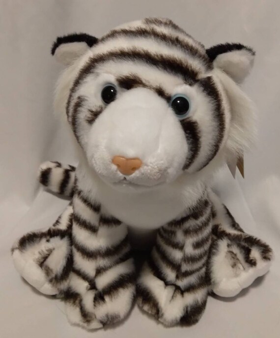 stuffed white tiger with blue eyes