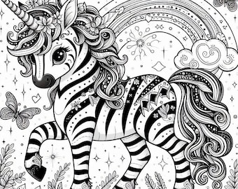 Magical Zelicorn – Printable Fantasy Coloring Page for Kids & Adults