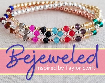 Bejeweled Bracelet Inspired by Taylor Swift Midnights | Dainty 4mm Hematite With Crystal Glass Beads | Gift for Swiftie | Christmas Gift